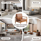 Mid Century Modern Accent Chair, Wooden Accent Chairs, Accent Chairs for Living Room, Wood Frame & Soft Cushion, Reading Leisure Chair for Living Room, Reading Room, Bedroom