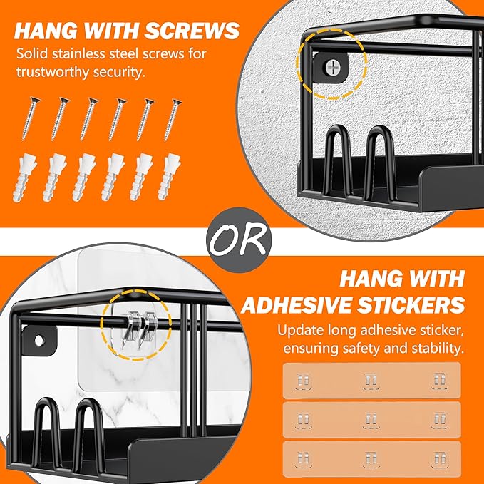 Spice Rack Wall Mounted 2 Pack, Space-Saving Spice Organizer for Spice Jars and Seasonings,Screw or Adhesive Hanging Spice Rack Organizer for Your Kitchen Cabinet,or Pantry Door