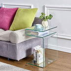 Glass Nightstand,Side Table,S-Shaped End Table for Living Room,Bedside Table for Bedroom (Clear)