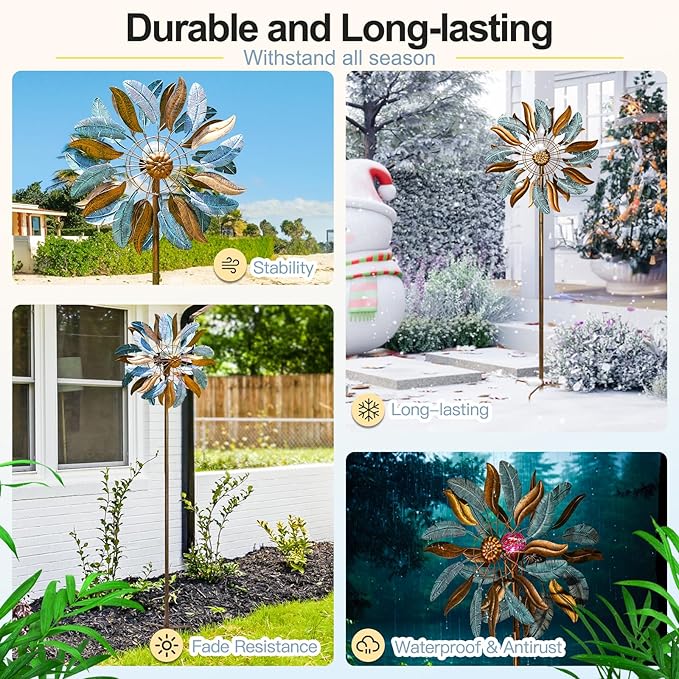 Solar Wind Spinners 87 Inch Extra Large Metal for Yard, Garden Decor Yard Art Windmills for Outdoor