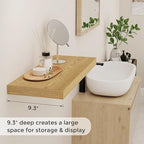 24 x 9 Floating Shelves, 9 Inch Deep Floating Shelf Wall Mounted, 24 Inch Bathroom Shelves Set of 2, Rustic Wood Wall Shelf for Bedroom, Living Room, Oak Color