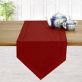 D'Moksha Homes Red Linen Table Runner 48 Inches Long - 100% Pure Linen Diamond Table Runner 14 x 48 Inch for Dining, Fall and Halloween - Machine Washable