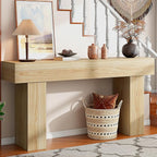 63 Inch Long Console Table for Entryway, Farmhouse Wood Rectangular Sofa Table Behind Couch Table, Narrow Entryway Table for Living Room, Entrance, Hallway, Foyer, Easy Assembly (Natural)