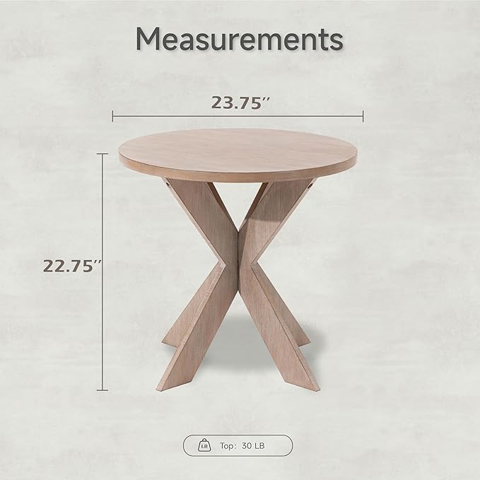 COZAYH Farmhouse Cross Leg Round End Table - Vintage Grey