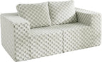 Modular Sectional Sofa 2 Seater Loveseat Modular Couch with Deep Seat Memory Foam Cloud Sofa Chair with Pillows Oversized Sectional Sofa for Living Room Bedroom (Plush GREYOLIVE, Loveseat)