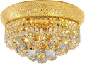 5-Light Crystal Flush Mount Chandelier Ceiling Light Fixture for Living Room Dining Room Bedroom Foyer Entryway Hallway Closet Bathroom (Gold D14)