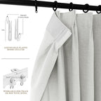 150 Inches Extra Wide Room Divider Draperies, Pinch Pleat Drapes, Absolutely Blackout Sliding Door Drapery, Total Privacy Ceiling Track Curtains, 150" W by 102" L, Greyish White (1 Panel)