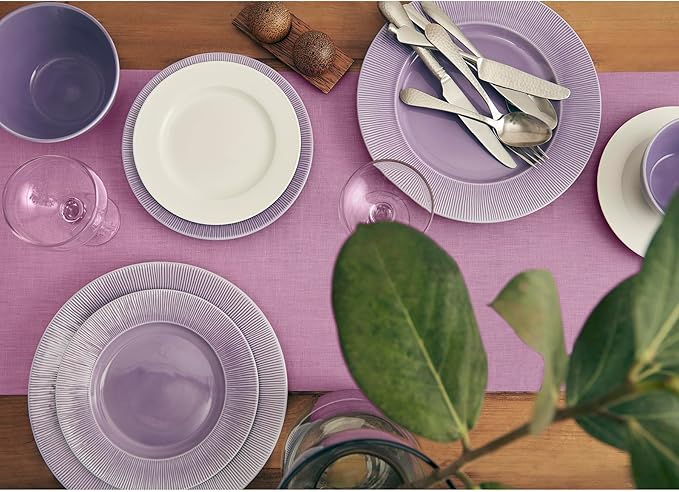 Solino Home Linen Violet Table Runner 90 Inches Long - 100% Pure Linen Dining Table Runner 14 x 90 Inch for Halloween - Fete