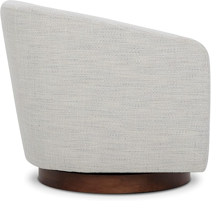 CHITA Swivel Accent Chair, FSC Certified Upholstered Fabric Barrel Chair for Living Room, Ivory