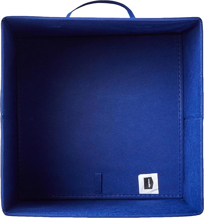 Amazon Basics Cube Organizer Storage Bins Handles, Collapsible Fabric, Pack of 6, 13"x13"x13", Navy