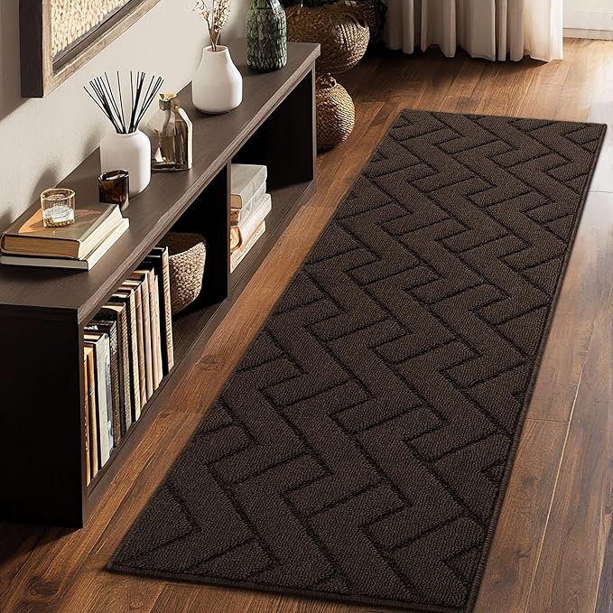 hicorfe Indoor Doormat,Front Back Door Mat Rubber Backing Non Slip Door Mats 20"x59" Absorbent Resist Dirt Entrance Doormat Inside Floor Mats Entryway Washable Low-Profile for Patio,Garden(Coffee)