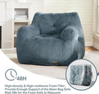 Hobestluk Bean Bag Chair for Adult Small Bean Bag Chairs with Arms Furry Beanbag Chair with Foam Filler Stuffed Bean Bag Sofa for Reading in Bedroom Living Room and Dorms (Blue Grey)