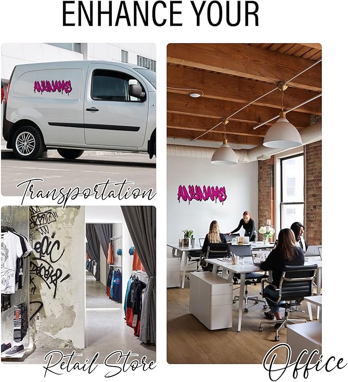 Custom Graffiti Name Wall Decal Personalized Name Wall Decals Spray Paint Graffiti Decal Large Vinyl Decals Sticker for Home & Room Décor, Removable WallArt for Kids & Teens Bedroom, Car, Vehicles