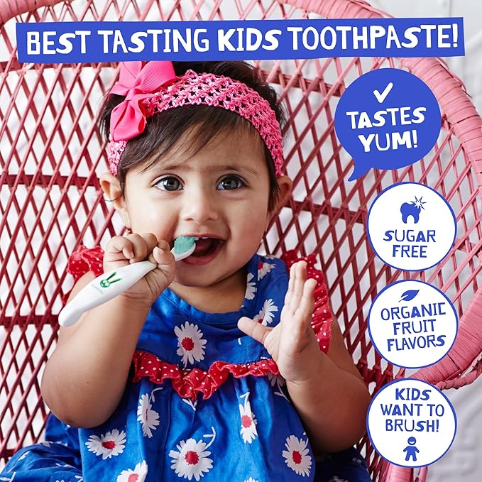Jack N' Jill Natural Toothpaste for Baby and Infants - Fluoride Free Training Toothpaste, 40% Xylitol, BPA Free - Blueberry, 1.76 oz (Pack of 1)