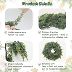 2Pcs 6FT Christmas Cedar Garland Artificial Real Touch Thickness Realistic Greenery Pine Garland for Mantle Fireplace Outdoor Indoor Christmas Decorations