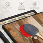 ElephantStock Ping Pong Wall Art - Horizontal Framed Canvas - 1-Piece Living Room Wall Decor - Photography Canvas Print - Brown and Red Decor for Wall - 43" X 29"