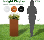 Corten Steel Metallic Heavy Planter for Outdoor Plants 14"x14"x30" Metal Planter Spliced Flower Pot with Partitions for Outside,Indoor,Garden (Corten, 14 * 14 * 30)