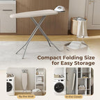 Yaheetech Foldable Ironing Board, Heavy Duty Iron Board with 9 Adjustable Heights, 4 Layer Cover and Safety Iron Rest, 52X14 Compact and Space Save Iron Board for Home Laundry Room Use, Beige