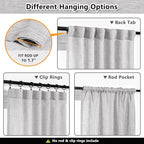 MYSKY HOME 108 Inches Long Ceiling Curtains, Light Filtering Boho Window Sheer Drapes for Living Room Patio Sliding Door Back Tab Elegant Look, 50" Wide x 108" Long, Light Grey, 2 Panels
