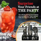 Highball & Chaser 13-Piece Gunmetal Black Stainless Steel Boston Cocktail Shaker Bar Tool Set with Mixology Bartender Kit Accessories