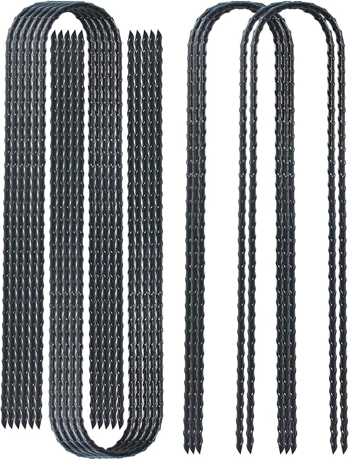 DTANX 12 Pack 12 Inch Rebar Stakes Heavy Duty Trampoline Anchors, Garden Stakes Tent Stakes Steel Ground Anchors, Black