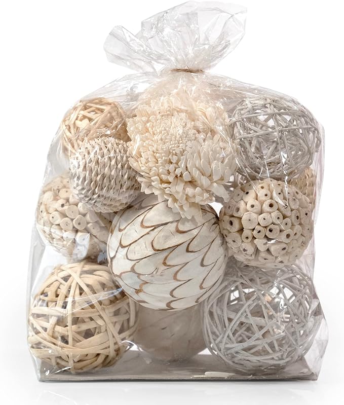 ANDALUCA Large Decorative Balls Bowl Filler Decor Orbs White & Cream (Natural White)