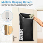 Hanging Laundry Hamper Bag XL 40x22", Space Saving over the Door Storage Bags, Behind the Door Hampers for Dirty Clothes & Wall Mounted Basket for Bathroom, Organizer for Small Room Spaces RV