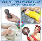 Hsei 10 Pcs Blue Kitchen Scrub Dish Brush Bulk with 11 Inch Anti Slip Handle Cleaning Dish Scrubber with Stiff Bristles Washing Scrub Brushes for Housekeeping for Pots and Pans, Kitchen Sink