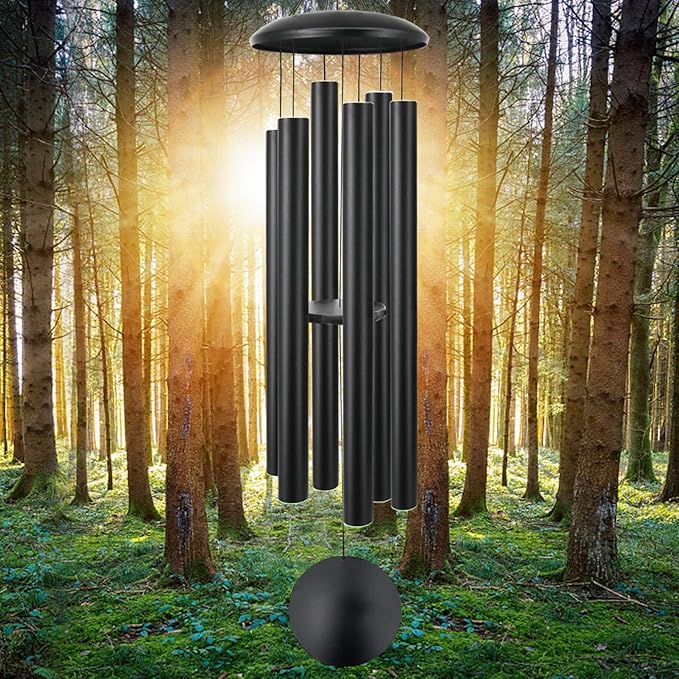ASTARIN 60" Extra Large Wind Chimes Outside Metal WindChimes with Deep Tone, Outdoor Bass Windchimes for Patio Balcony Garden Yard Decoration,Black