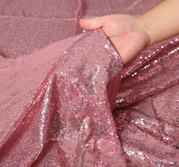 SquarePie Sequin Tablecloth 90 x 156 Inch Fuchsia Pink Sparkly Table Linen for Wedding Party