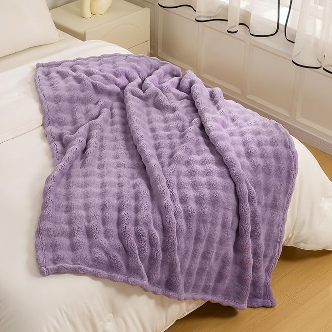 YUSOKI Luxury 3D Bubble Throw Blanket 2lb,All Ages,Home Decoration, (Lilac Purple,50 * 60inches)