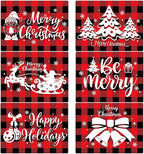 Christmas Placemats Set of 6 Red and Black Plaid Table Mats Plastic Xmas Recyclable Place Mats Washable Holiday Table Decoration for Indoor Outdoor Christmas Party Kitchen Dining