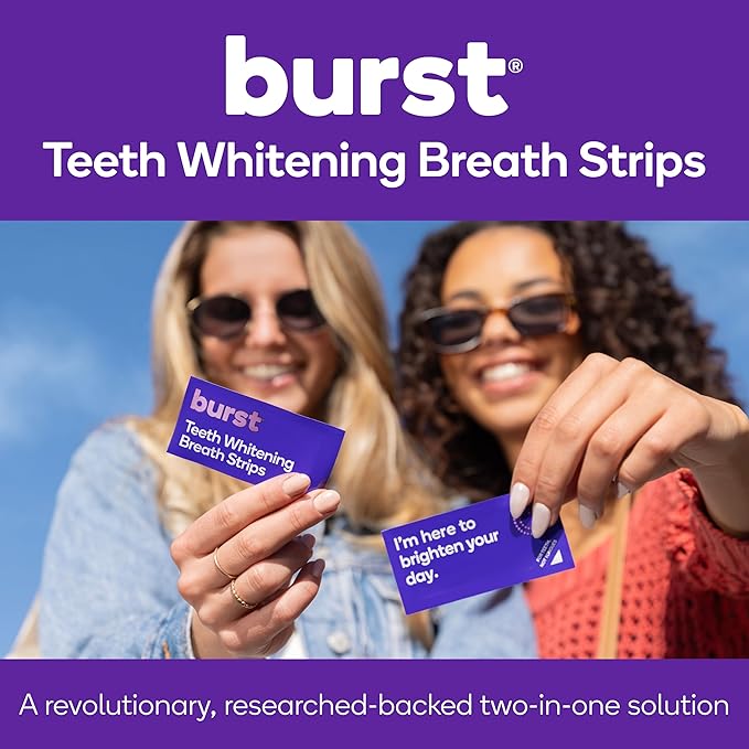 Burst Teeth Whitening Breath Strips (Polar Mint/1 Pack) | Instantly Freshens Breath on The Go | Visibily Whiter Teeth in Just One Use | Dissolves on Teeth