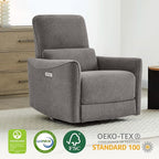 CHITA Power Recliner Chair Swivel Glider, FSC Certified Fabric Living Room Reclining Sofa Chair with Lumbar Support, Metal Grey