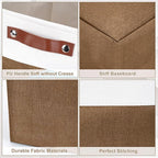 Large Fabric Storage Baskets | 50L Storage Bins, Decorative Linen Closet Baskets with Handles for Organizing, Shelf, Toys, Clothes, Home, Office, Nursery, 17x12x15Inches (Brown&White)