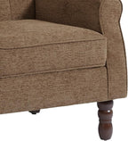 UIXE High Back Accent Chairs Set of 2, Upholstered Armchair in Fabric, Retro Wingback Arm Chair for Living Room, Comfy Single Sofa Bedroom Reading Seat with Solid Wood Legs - Brown