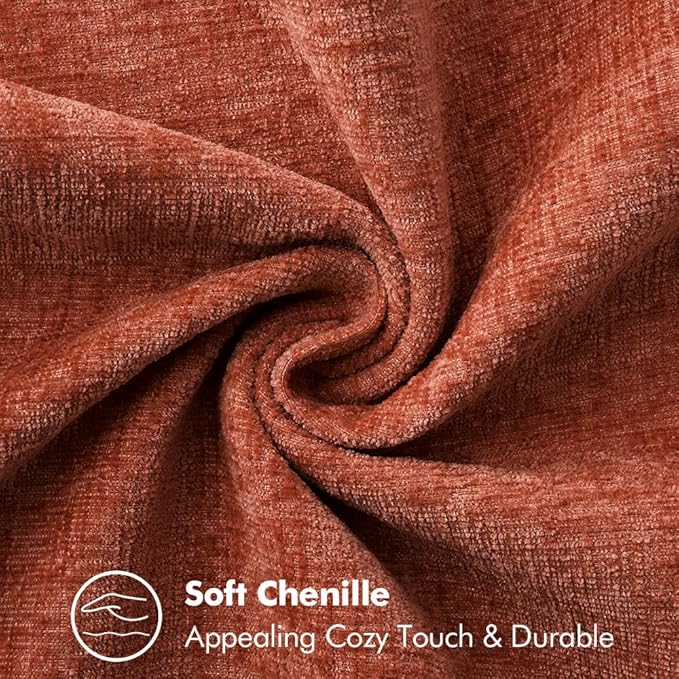 MIULEE Pack of 2 Fall Couch Throw Pillow Covers 18x18 Inch Burnt Orange Farmhouse Decorative Pillow Covers with Stitched Edge Soft Chenille Solid Dyed Pillow Covers for Sofa Bed Living Room