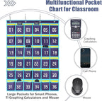 Loghot Classroom Accessories Closet Pocket Chart for Cell Phones Holder Wall Door Hanging Organizer (36 Pockets Blue)