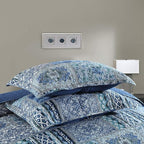 NEWLAKE Quilted Cotton Bed Pillowcases, Blue Classic Bohemian Pattern, 2 Pieces, 20x27 Inch
