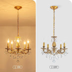 French K9 Crystal Maria Theresa Chandeliers, Luxury Vintage Pendant Light Fixture for Dining Room, Living Room, D18.3*H21~68 inch (Adjustable), Clear Crystal & Antique Bronze Finish Frame