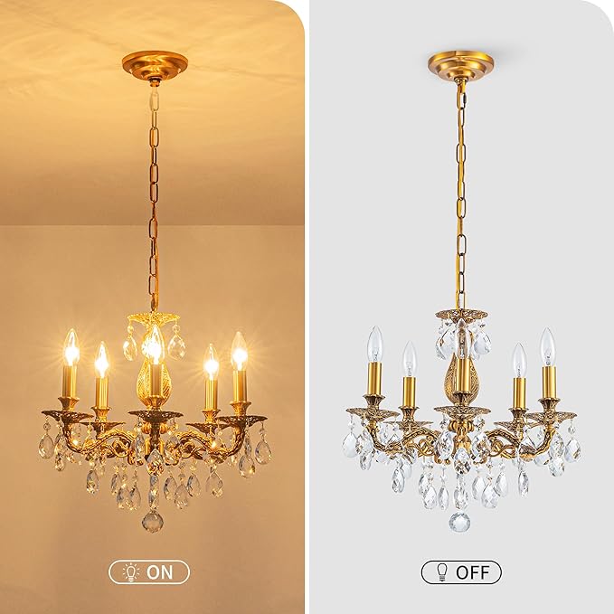 French K9 Crystal Maria Theresa Chandeliers, Luxury Vintage Pendant Light Fixture for Dining Room, Living Room, D18.3*H21~68 inch (Adjustable), Clear Crystal & Antique Bronze Finish Frame