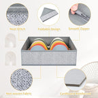 DIMJ Drawer Organizer Clothes 15 Pack - Foldable Baby Organizers and Storage & Dresser Organizer for Bedroom, Closet - Nursery Organization Dresser Dividers for underwear Sock Bra Belt Tie, Gray