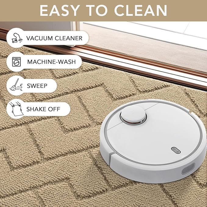 hicorfe Front Door Mat Outside Entrance,36"x59" Absorbent Muddy Dirt Resist Welcome Door Mats Outdoor Indoor,Stain and Fade Resistant,Non Slip Backing Entry Mat Doormat for Entryway(Beige)