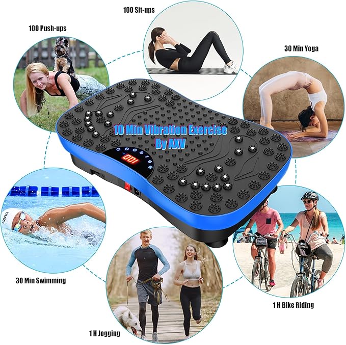 AXV Vibration Plate Exercise Machine Whole Body Workout Portable Mini Vibrate Fitness Platform Lymphatic Drainage Machine for Weight Loss Shaping Toning Wellness Home Gyms Workout (Mini)
