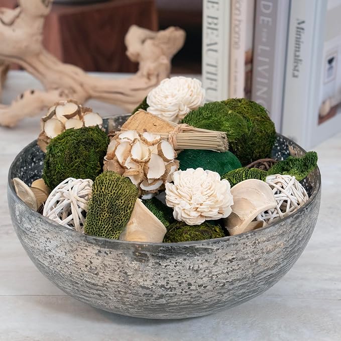 ANDALUCA Decorative Moss Balls Natural Bowl Filler Home Decor (Green Moss)