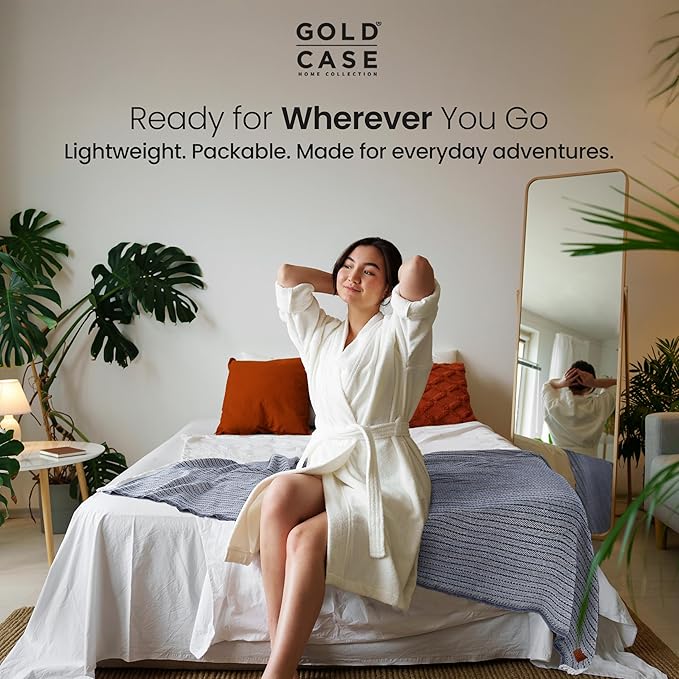 Gold Case Throw Blanket for Couch – 100% Recycled Turkish Cotton Blankets & Throws – Elegant Decorative Throw Blankets for Living Room Sofa – Woven Throws for Couch – Vintage Orange – 50x60