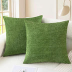 CaliTime Throw Pillow Covers Decorative 18 X 18 Inches Pack of 2 Cozy Chenille Cushion Cases for Couch Sofa Bed Living Room Home Forest Green