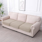 hyha Waterproof Couch Cushion Covers for Pets, Non Slip Sofa Seat Cover for Dogs Washable, Soft Thick Stretch Jacquard Fabric, Sofa Slipcovers with Elastic Bottom (3 Pieces, Taupe)