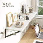 Fun Memories 40 Inch Floating Shelves, 10 Inch Deep Wall Shelf, 40 x 10 Floating Shelf Set of 2, White Wood Floating Shelf Wall Mounted, Large Kitchen Living Room Bedroom Storage Shelves