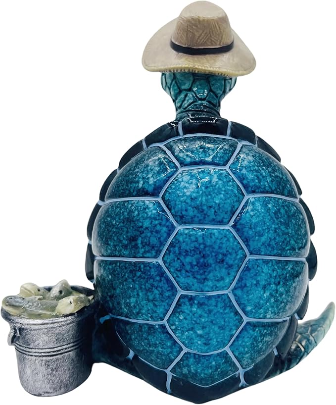 Turtle Fishing Decor, Summer Garden Statues, Nautical Coastal Beach Decorations, Home Office Decor Gifts, Bookshelf Desk Bathroom Tabletop Statue Ornament (Turtle Fishing)